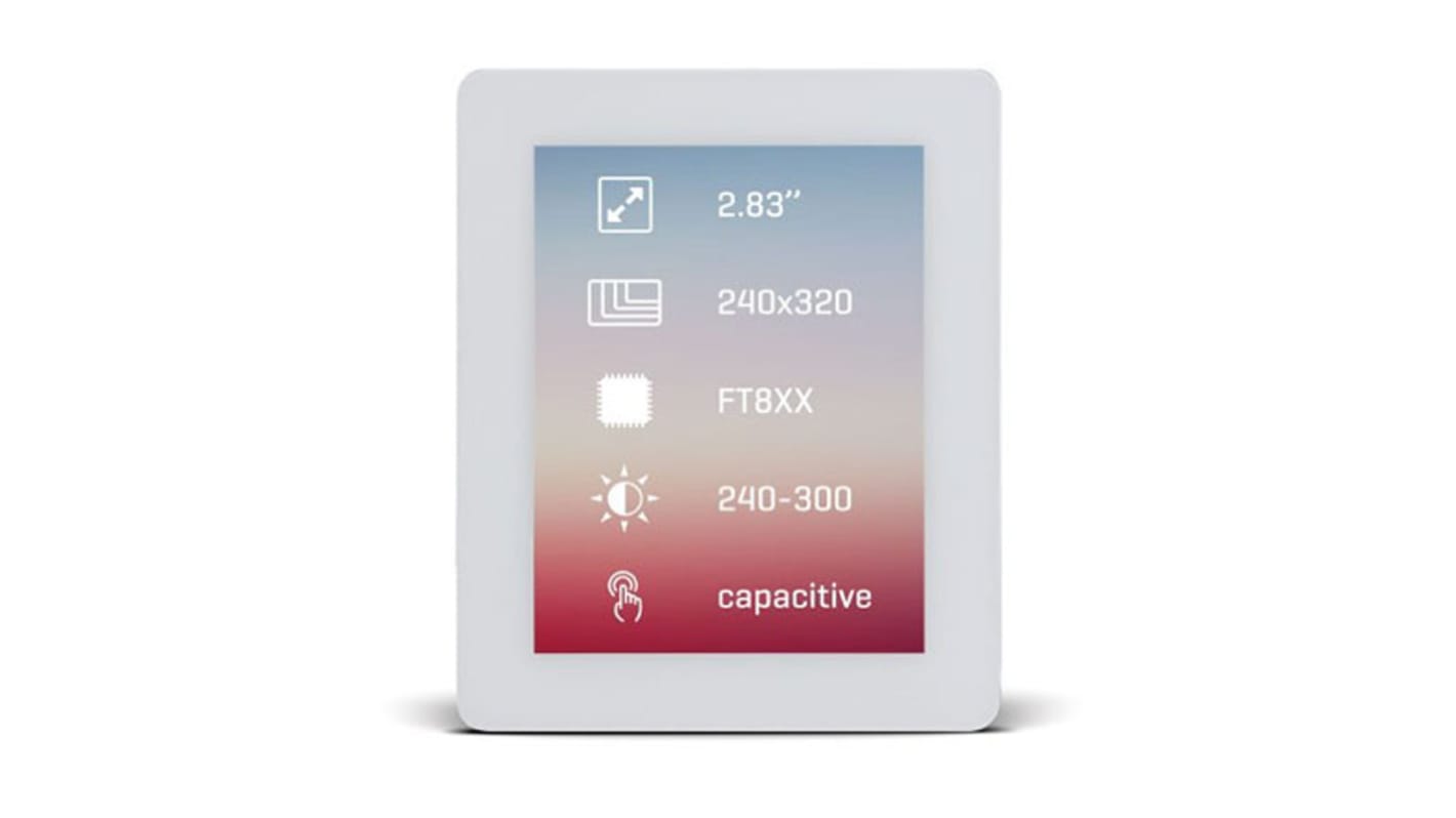 MikroElektronika Farb-LCD 2.83Zoll I2C / SPI mit Touch Screen Kapazitiv, 240 x 320pixels, 43 x 58mm 2,5 → 3,3 V