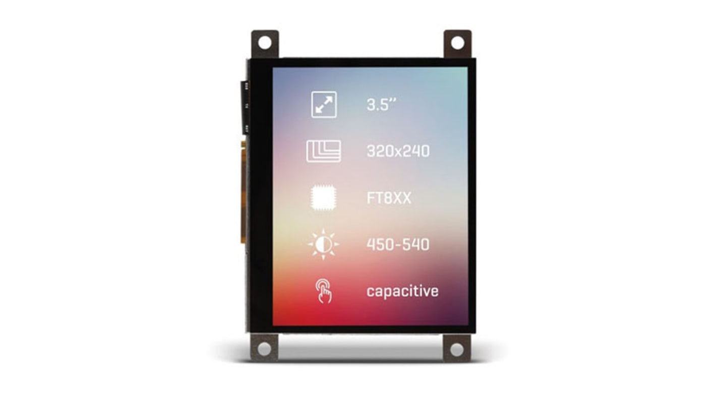 MikroElektronika Farb-LCD 3.5Zoll I2C / SPI mit Touch Screen Kapazitiv, 320 x 240pixels, 72 x 53mm 3 → 3,6 V LED