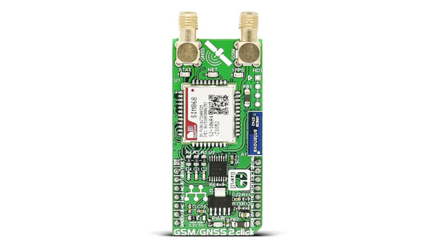 Strumento di sviluppo comunicazione e wireless MikroElektronika GSM/GNSS 2 Click, GLONASS (GNSS), GPS, Comunicazione