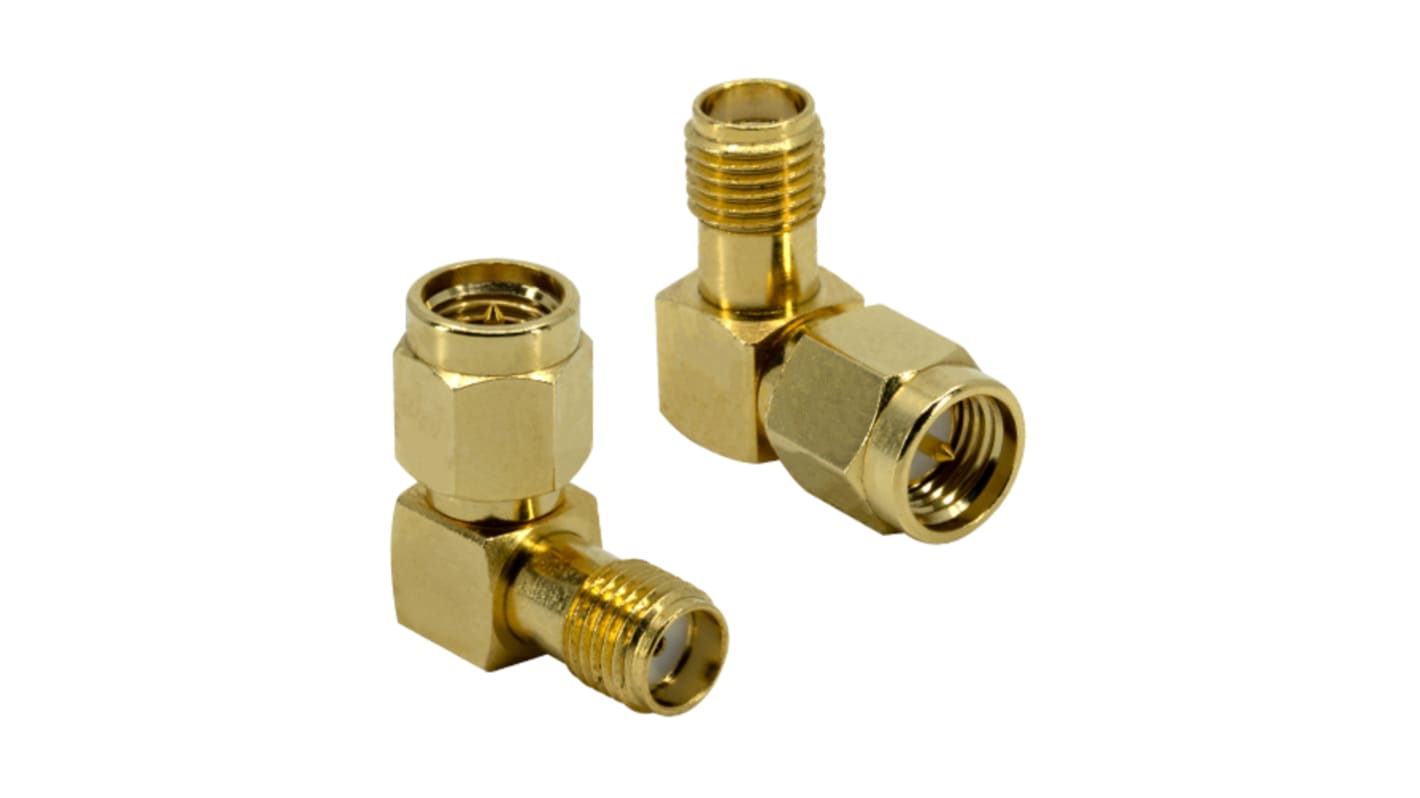 Adaptador de RF Siretta ADAPT/SMAM/SMAF/RA, Macho Ángulo de 90° SMA a Hembra SMA Coaxial RA SMA