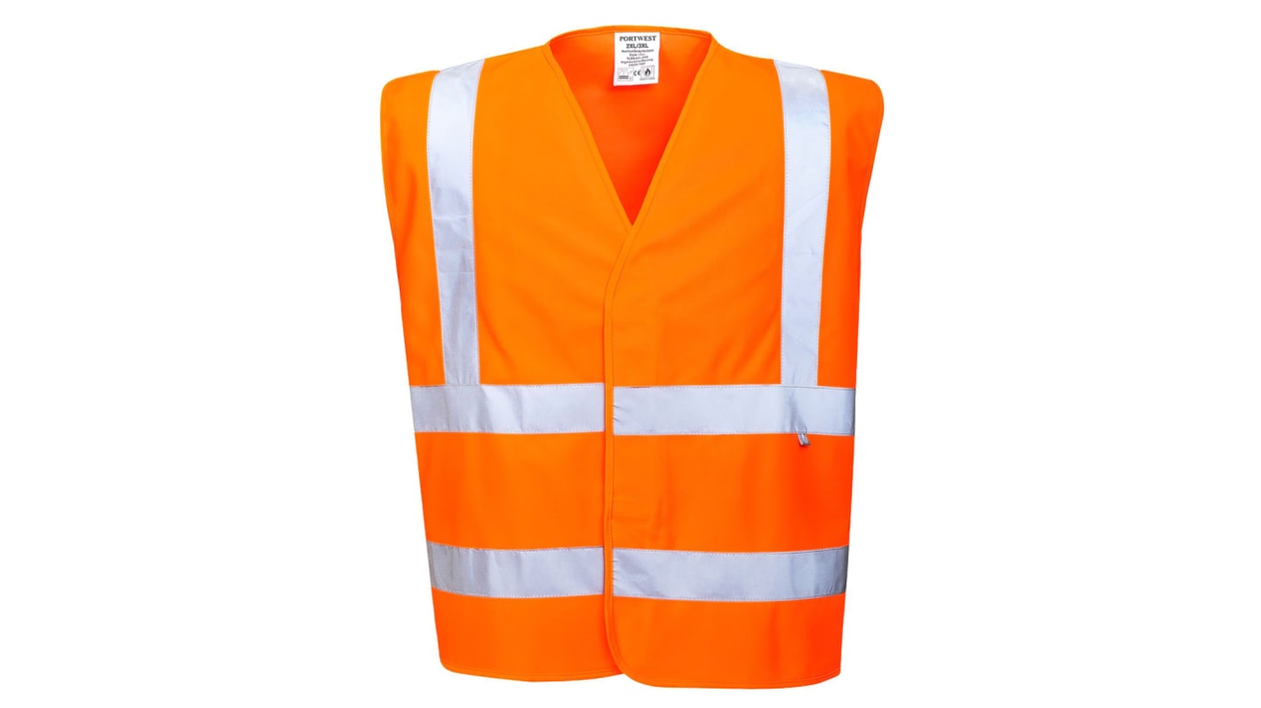 Portwest Orange Unisex L/XL Kohlenstofffaser, Polyester Warnweste, Klettverschluss, Antistatisch, Flammhemmend