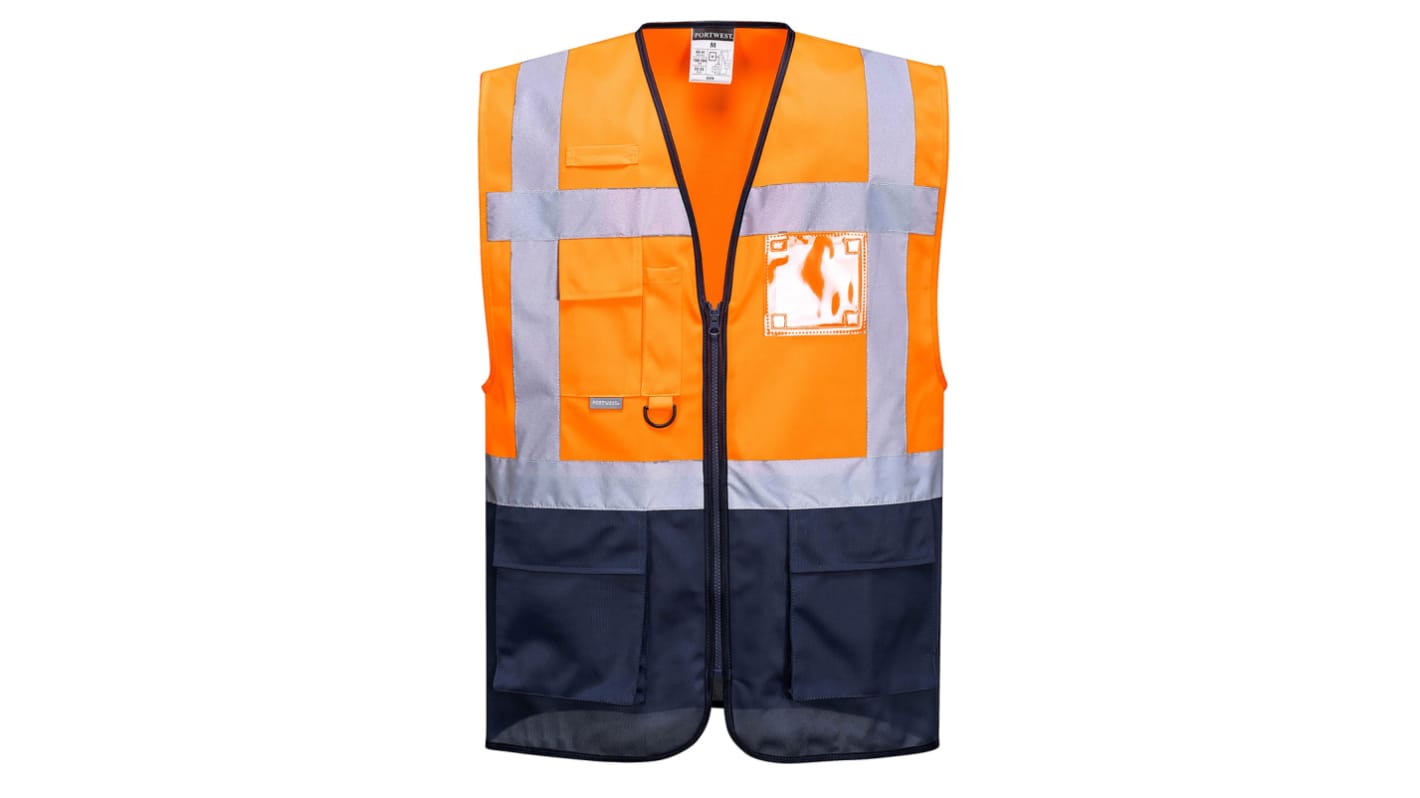 Portwest Orange Unisex L Polyester Warnweste, Reißverschluss
