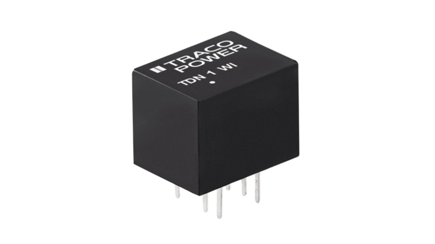 TRACOPOWER TDN 1WI DC-DC Converter, ±12V dc/ ±45mA Output, 9 → 36 V dc Input, 1W, Through Hole, +90°C Max Temp