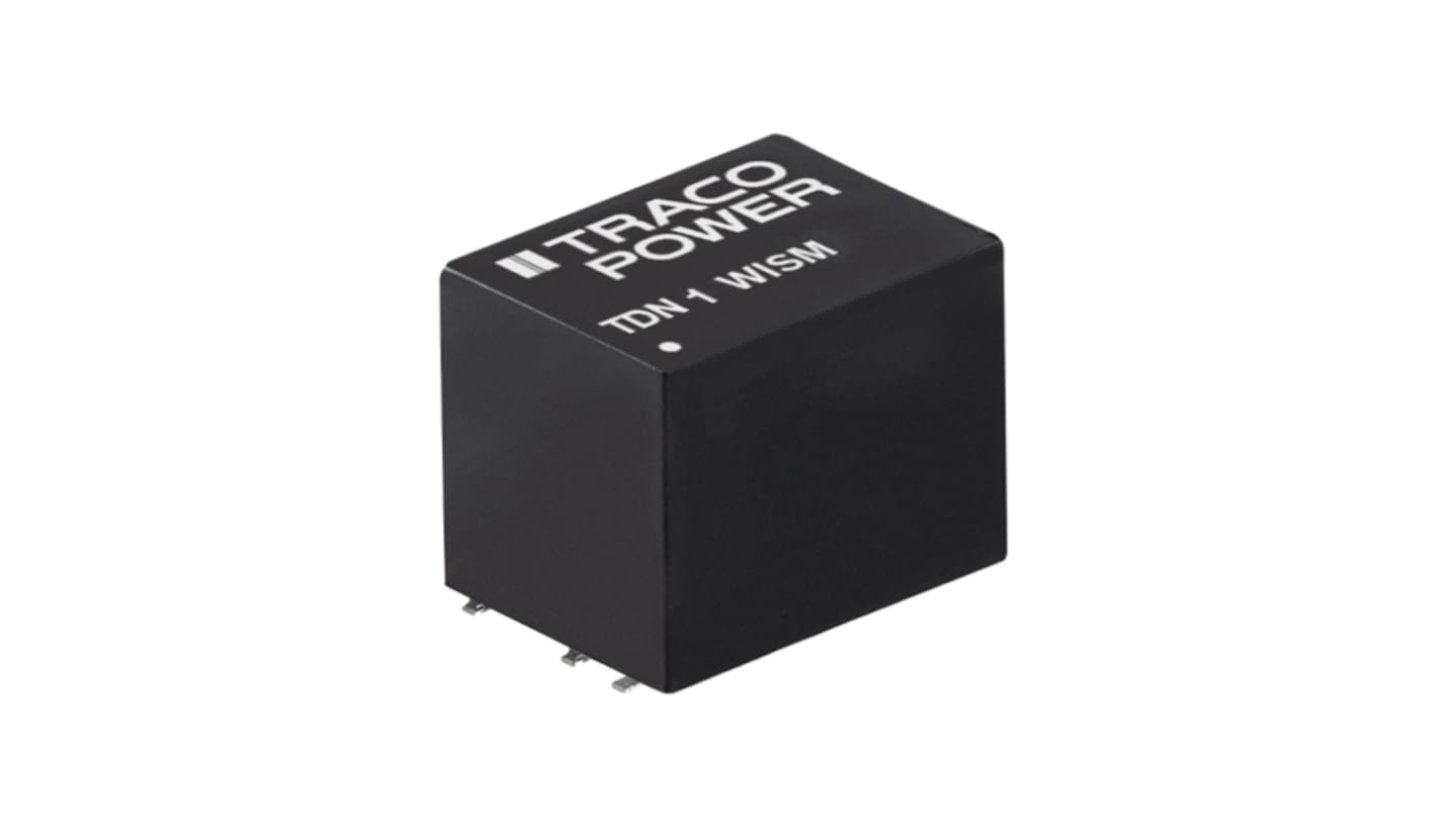 TRACOPOWER TDN 1WISM DC-DC Converter, ±5V dc/ ±100mA Output, 4.5 → 18 V dc Input, 1W, Surface Mount, +90°C Max