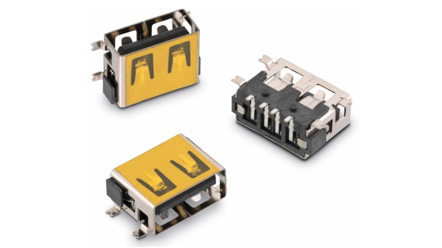 Wurth Elektronik Straight, SMT, Socket- Single Port Type A 2.0 USB Connector
