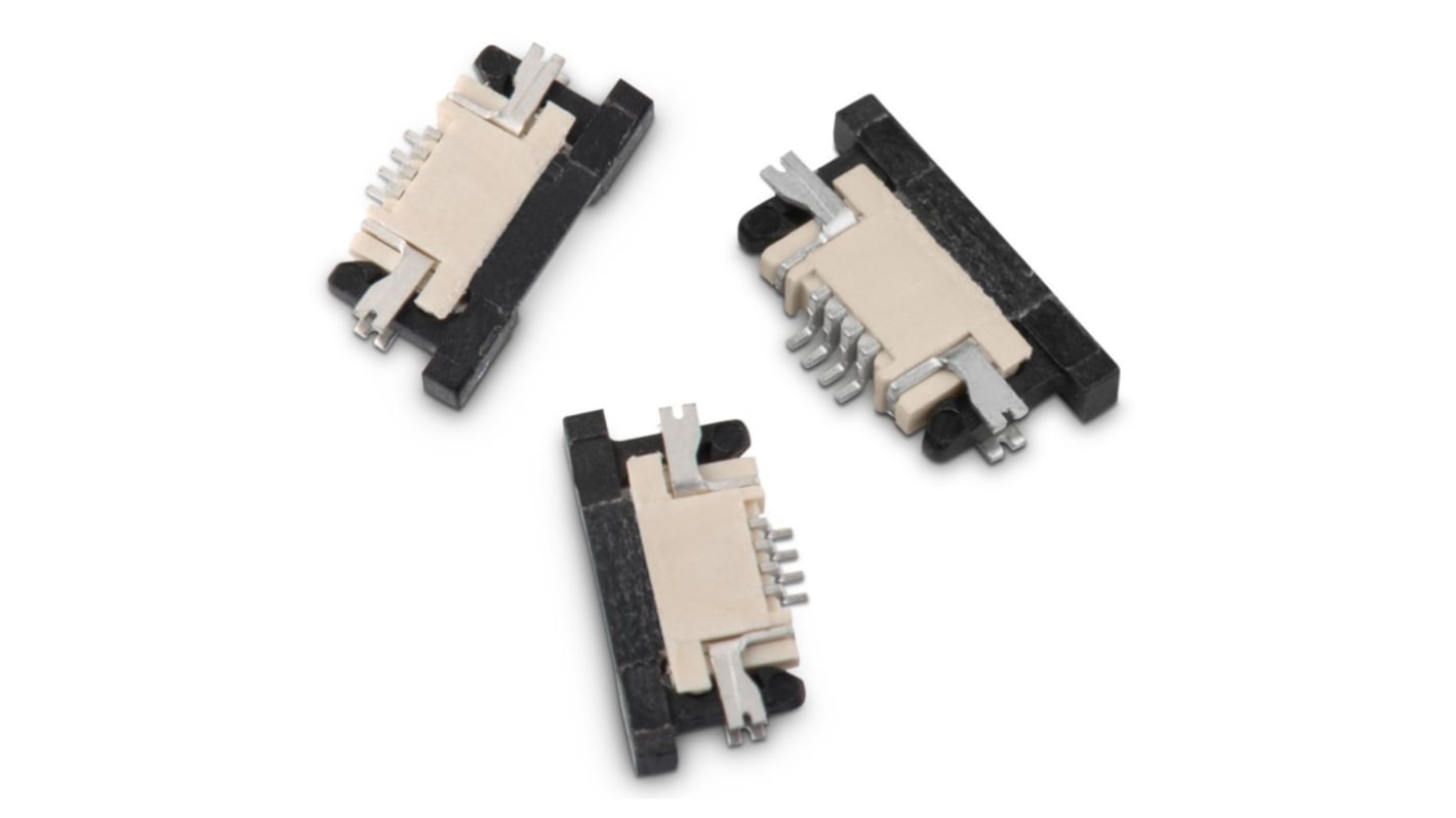 Wurth Elektronik FPC连接器, 母座, 10p, 0.5mm间距, 单排, SMT安装, 水平, 400mA, 50 V 交流, WR-FPC系列