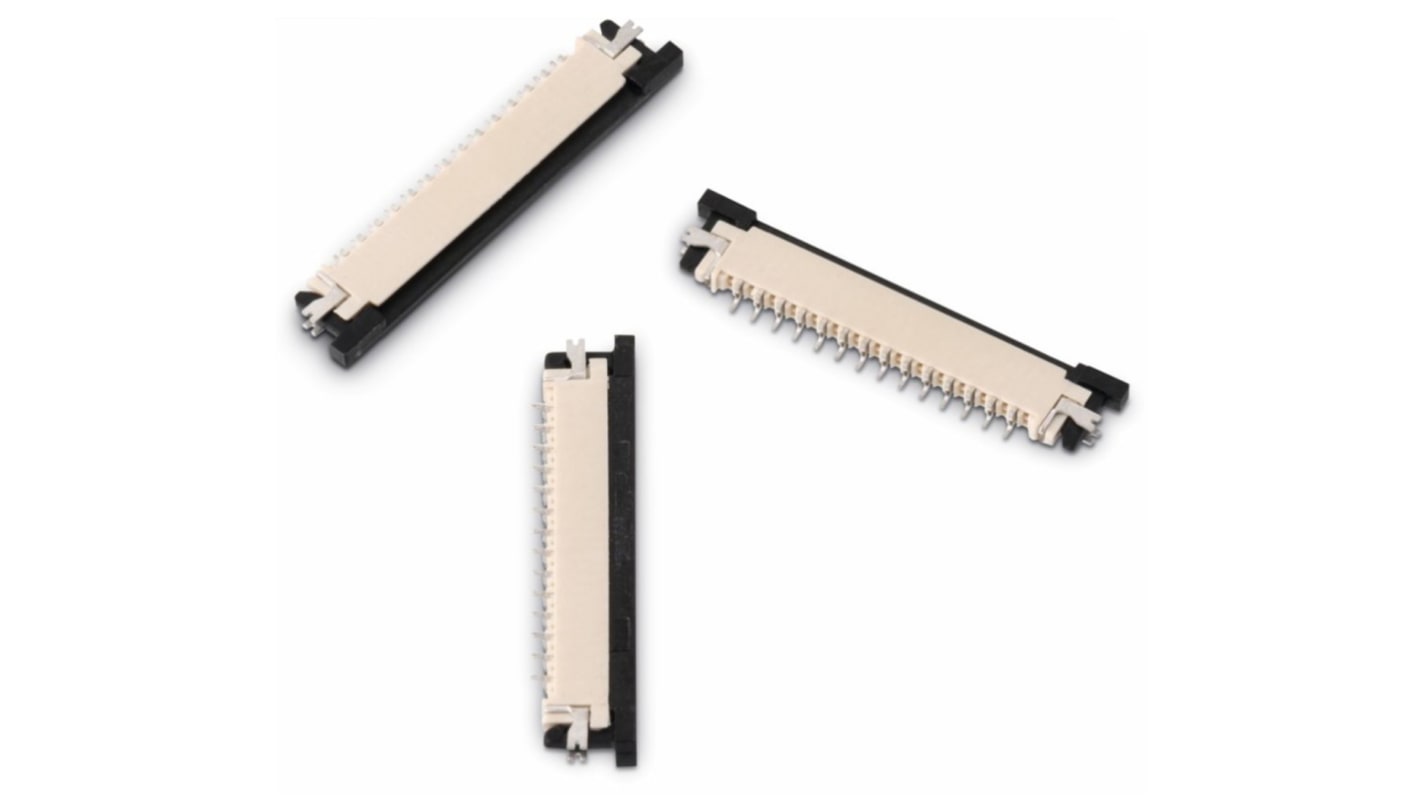 Wurth Elektronik FPC连接器, 母座, 15p, 1mm间距, 单排, SMT安装, 水平, 800mA, 50 V 交流, WR-FPC系列