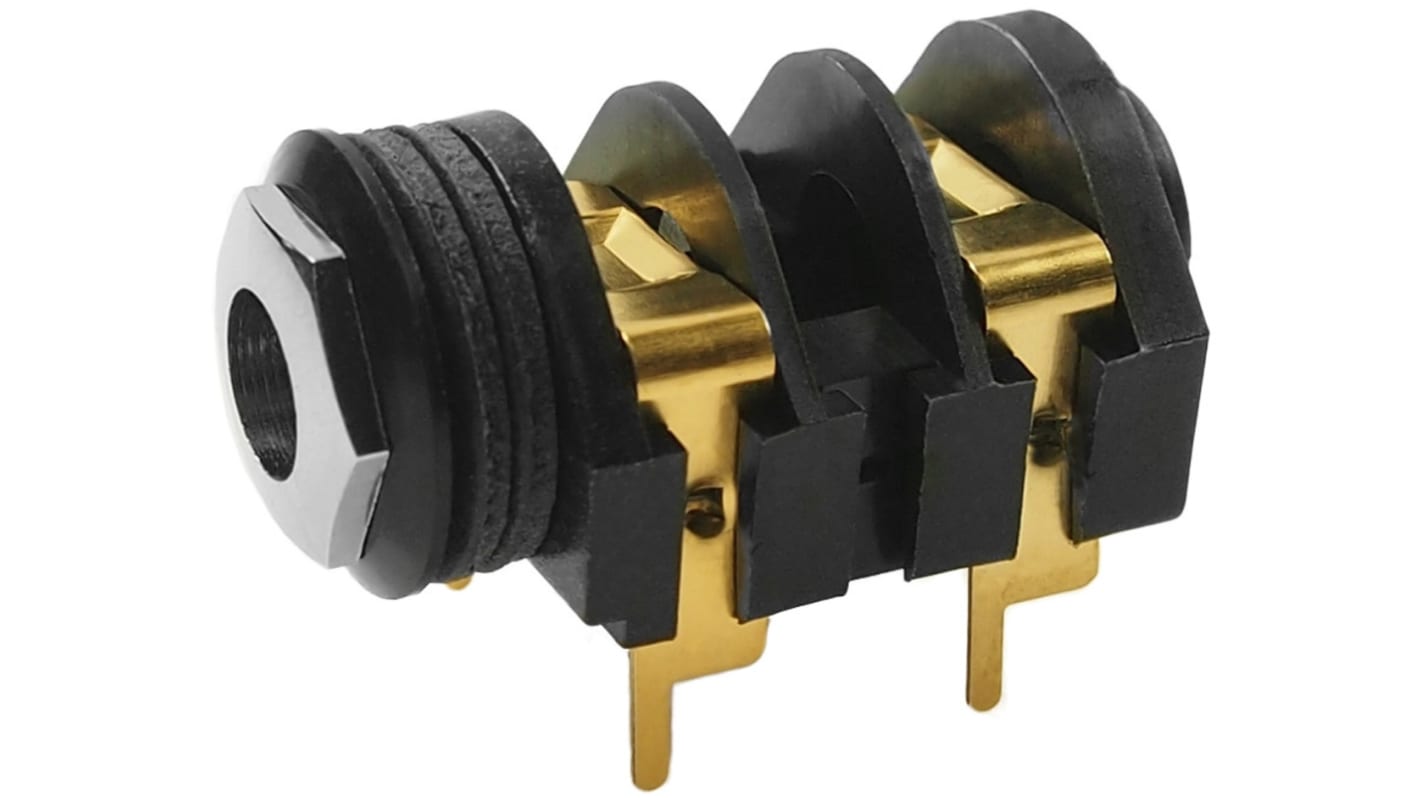 RS PRO Jack Connector 6.35 mm Panel Mount Mono Socket, 2Pole 5A