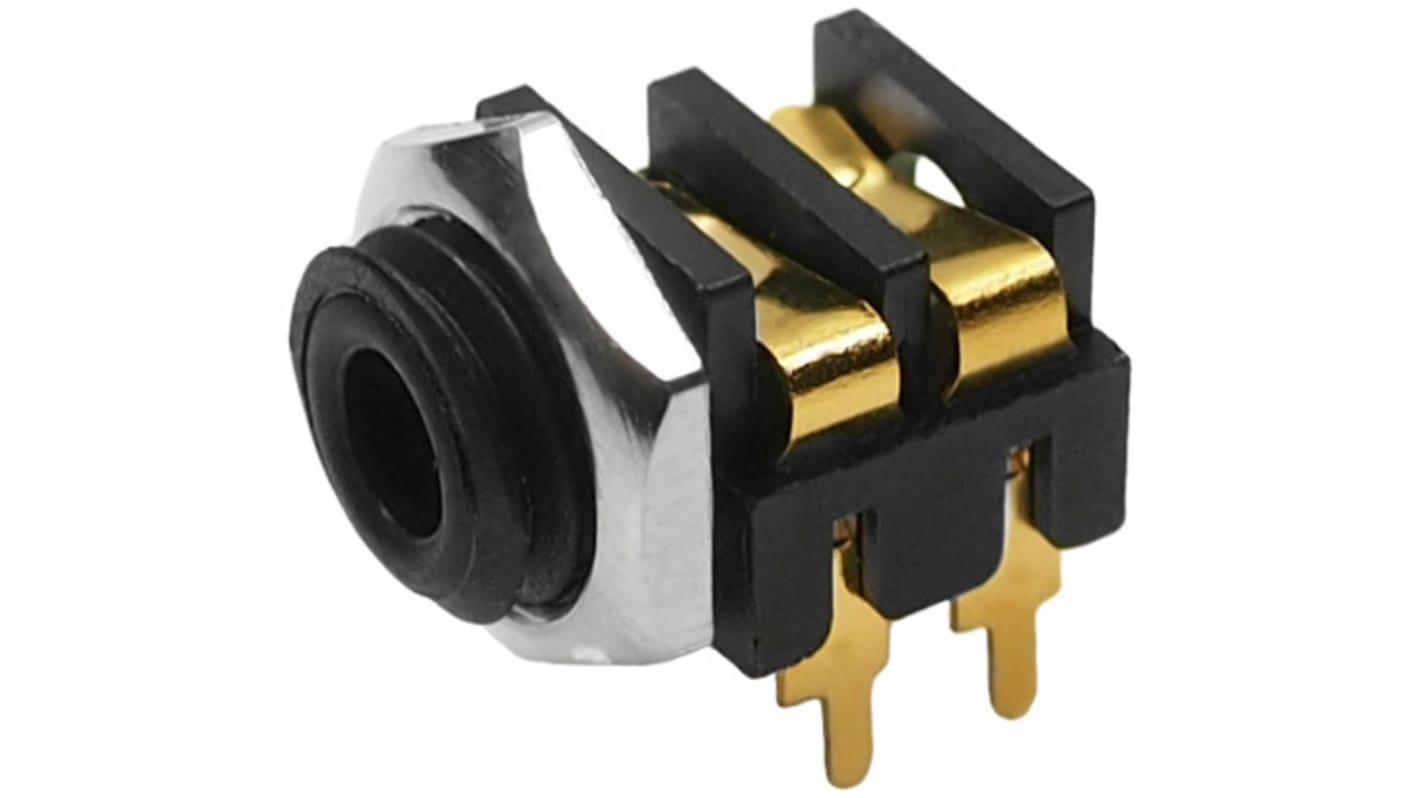 Conector jack mono de 3.5 mm Ángulo de 90° Hembra RS PRO, Montaje en Panel