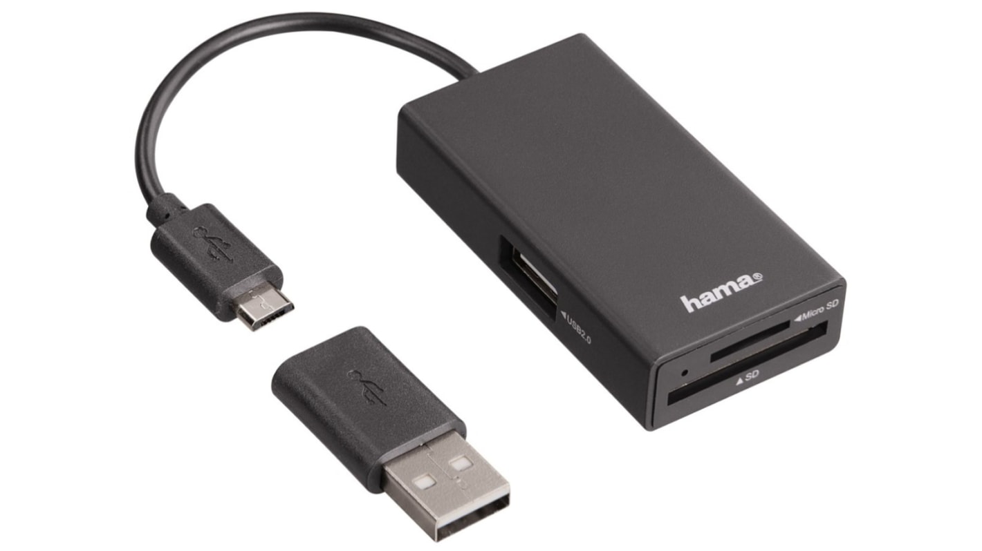 Lector de tarjetas Hama 00054141, Externo, USB 2.0 para MicroSD, SD