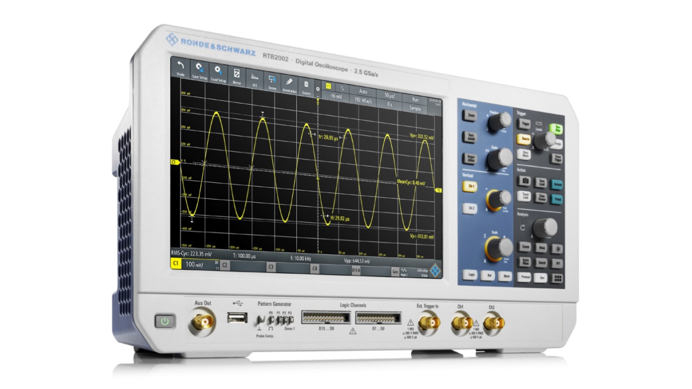 Rohde & Schwarz RTB2002 RTB2000 Series, 70MHz Bench Oscilloscope, 2 Analogue Channels, 16 Digital Channels - UKAS