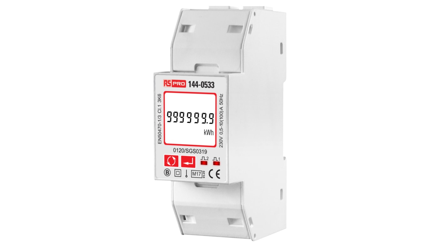 RS PRO 1 Phase LCD Energy Meter