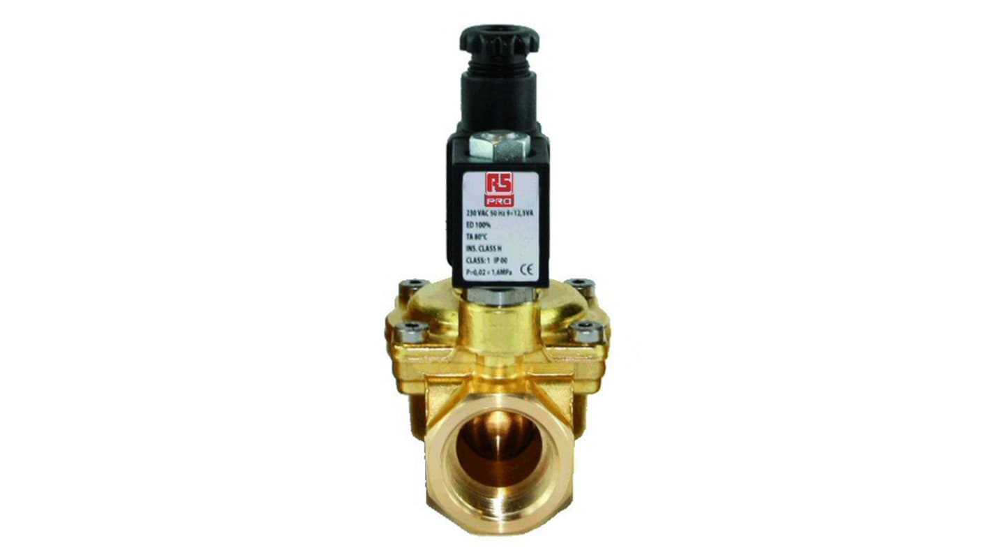 Válvula de solenoide RS PRO de 2 puertos, G 3/4", Piloto, NC de 220 V ac