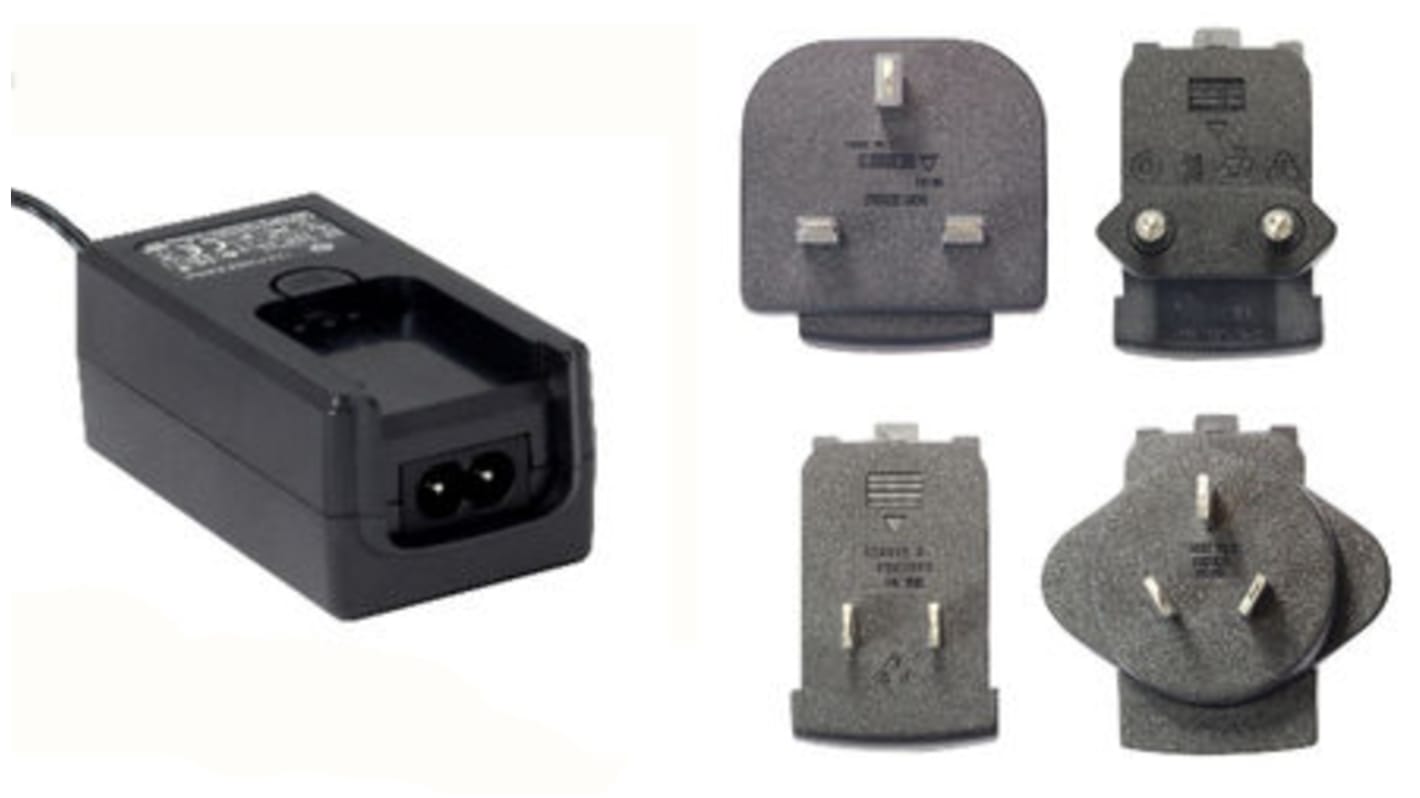 Adattatore AC/DC Adattatore ca/cc RS PRO 12V cc, 2.5A, spina Australia, connettore maschio europeo, Regno Unito, US