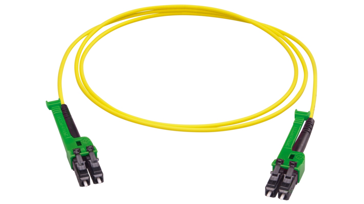 Huber+Suhner LC to LC Duplex Single Mode G657A2 Fibre Optic Cable, 2.1mm, Yellow, 3m