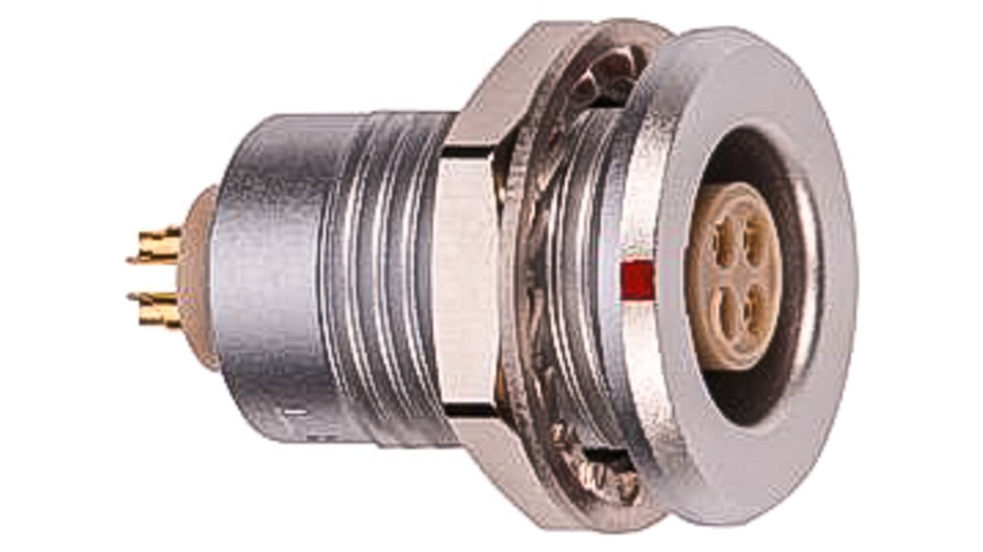 Connettore circolare LEMO, femmina, serie 1T, M12, 4 poli, Montaggio a pannello