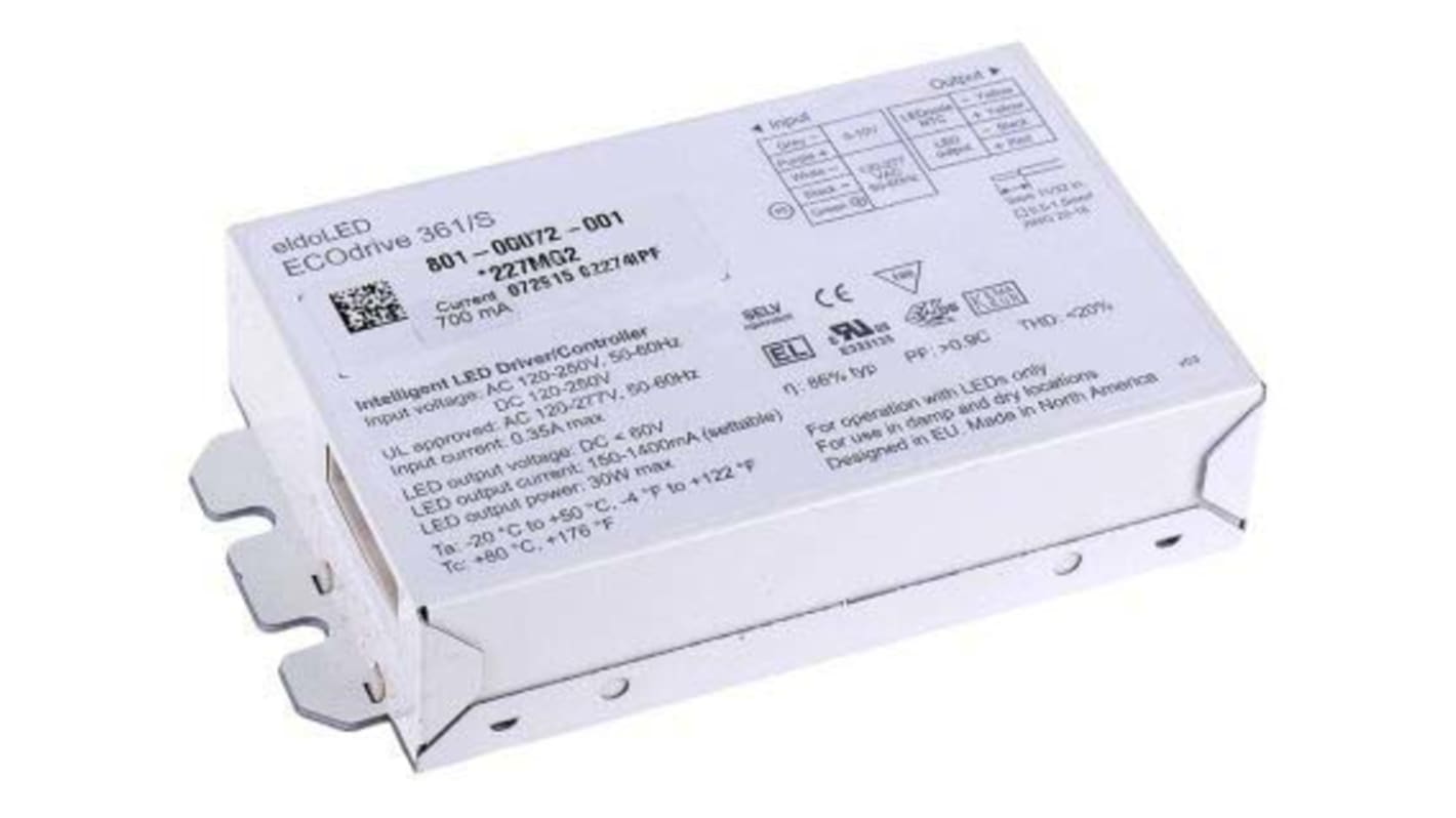 eldoLED LED Driver, 55V Output, 30W Output, 150 → 1400mA Output, Constant Current Dimmable