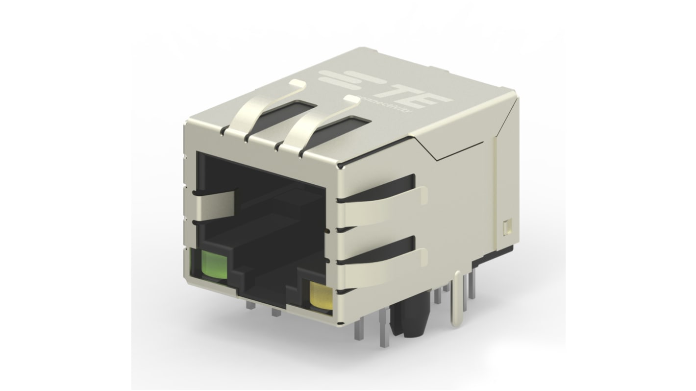 TE Connectivity RJ45六类接口, PCB安装, 1 x 1口, 8路, 直角, IP20, 2031994系列