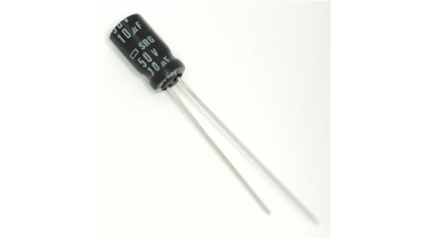 CHEMI-CON SRG, THT Elektrolyt Kondensator 10μF ±20% / 35V dc, Ø 4.5mm x 8mm, +85°C