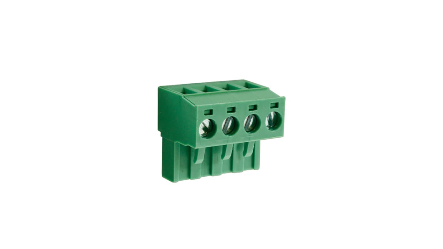 RS PRO 5.08mm Pitch 4 Way Pluggable Terminal Block, Plug, Through Hole, Screw Termination