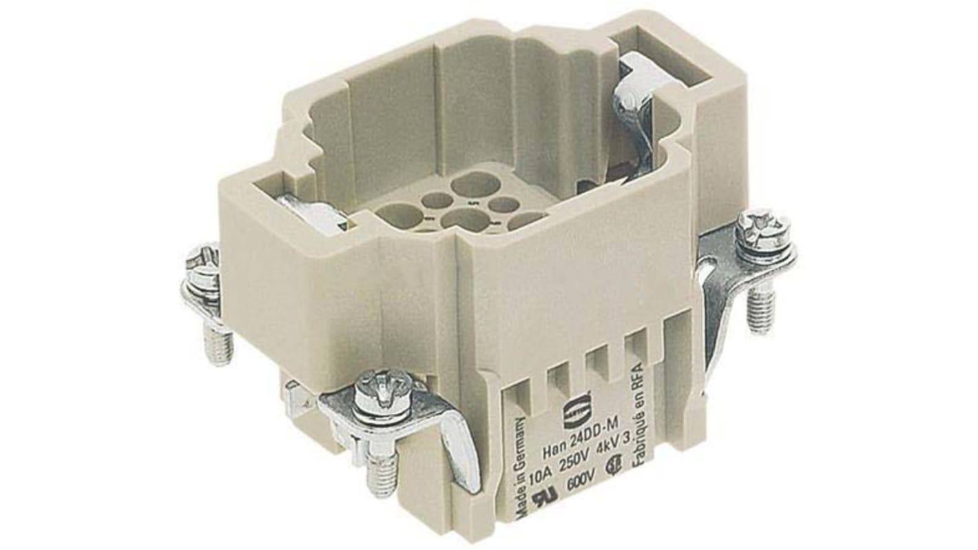 HARTING Heavy Duty Power Connector Insert, 10A, Male, Han DD HMC Series, 24 Contacts