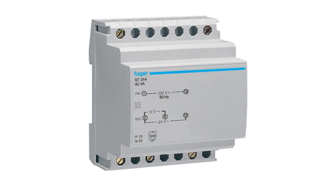 Transformator separacyjny 40VA 12 V, 14 V, 24 V, 27 V 230V 1-fazowy  Prąd wyjściowy 1.67 A @ 24 V, 3.33 A @ 12 V