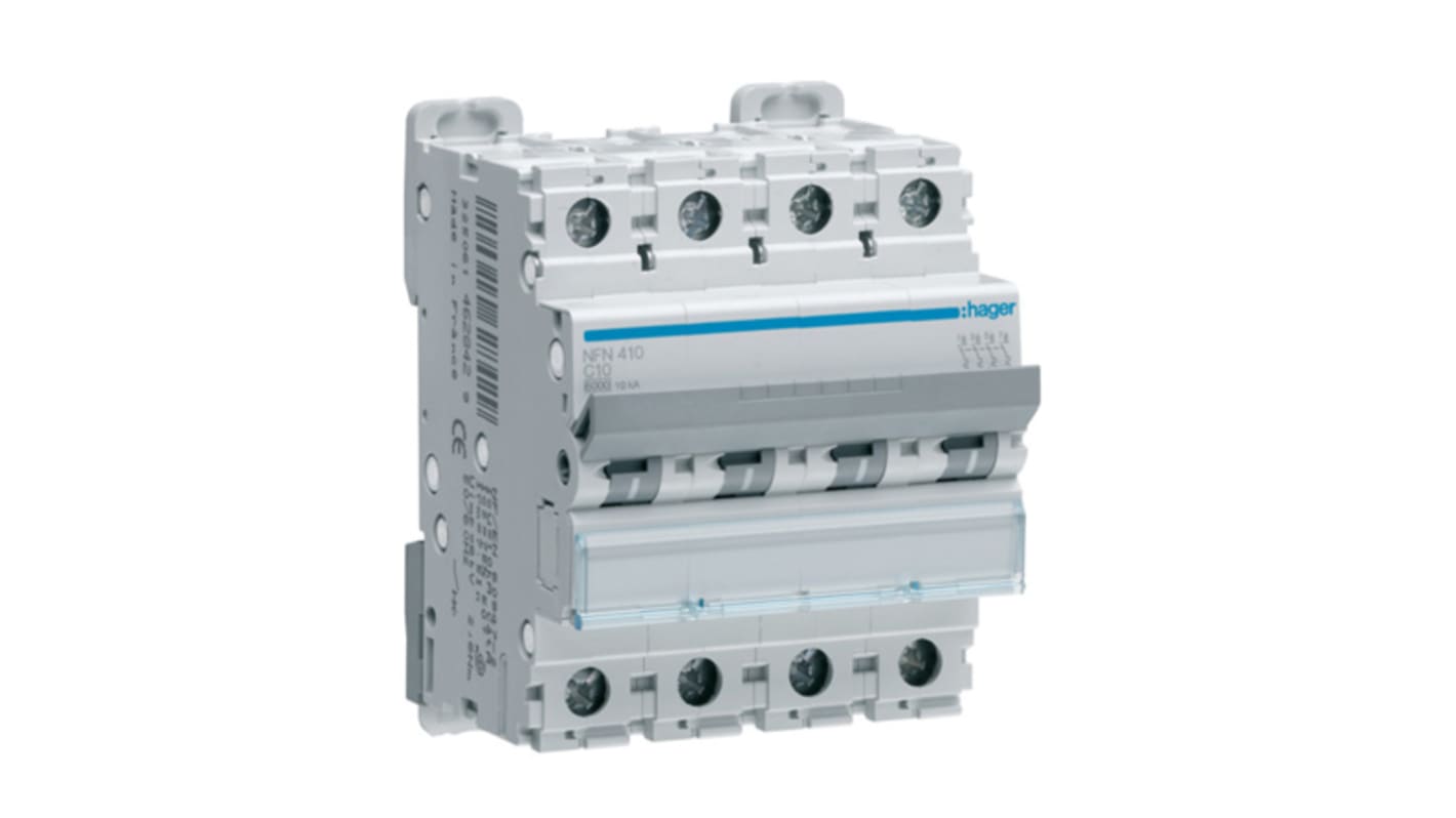 Interruttore magnetotermico Hager, 4P 63A 10 kA, Tipo B