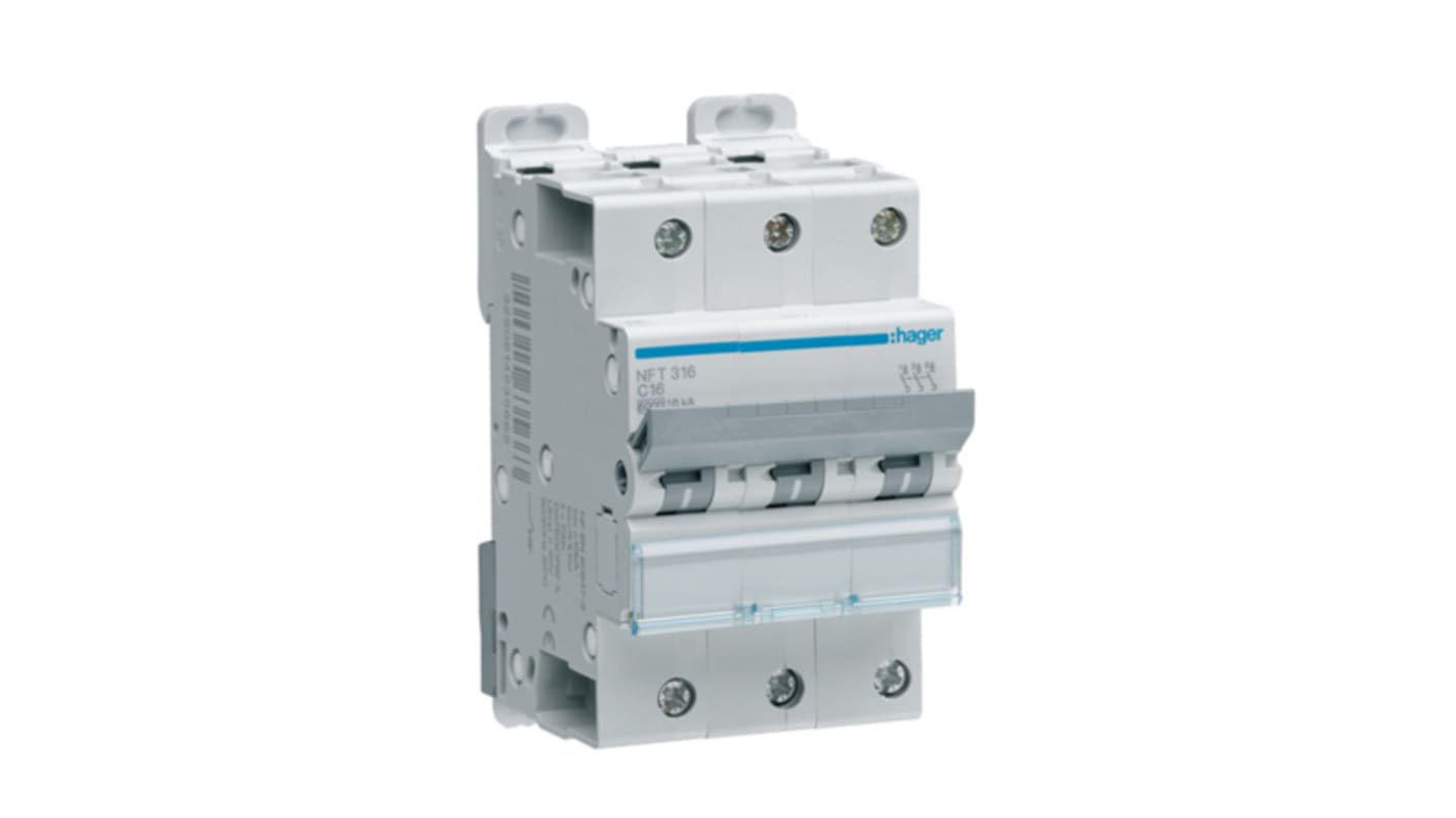 Interruttore magnetotermico Hager, 3P 25A 10 kA