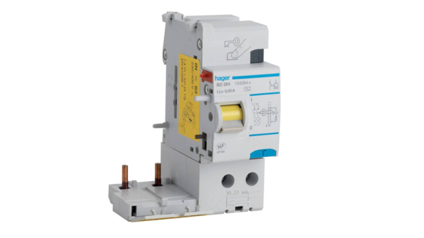 Hager BD RCD, 63A, 2 Pole, 30mA, Type AC