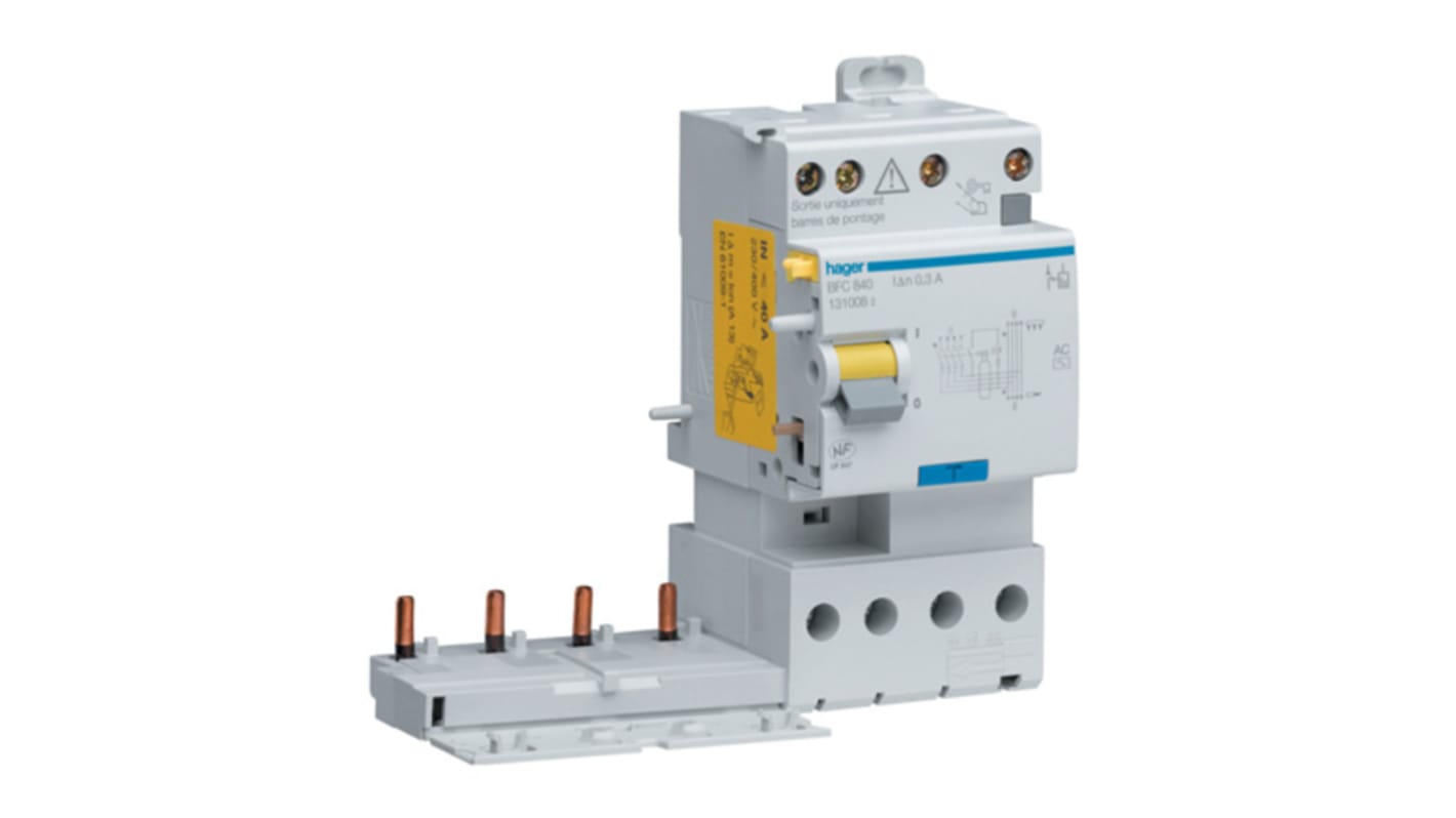 Hager BDC RCD, 40A, 4 Pole, 30mA, Type AC