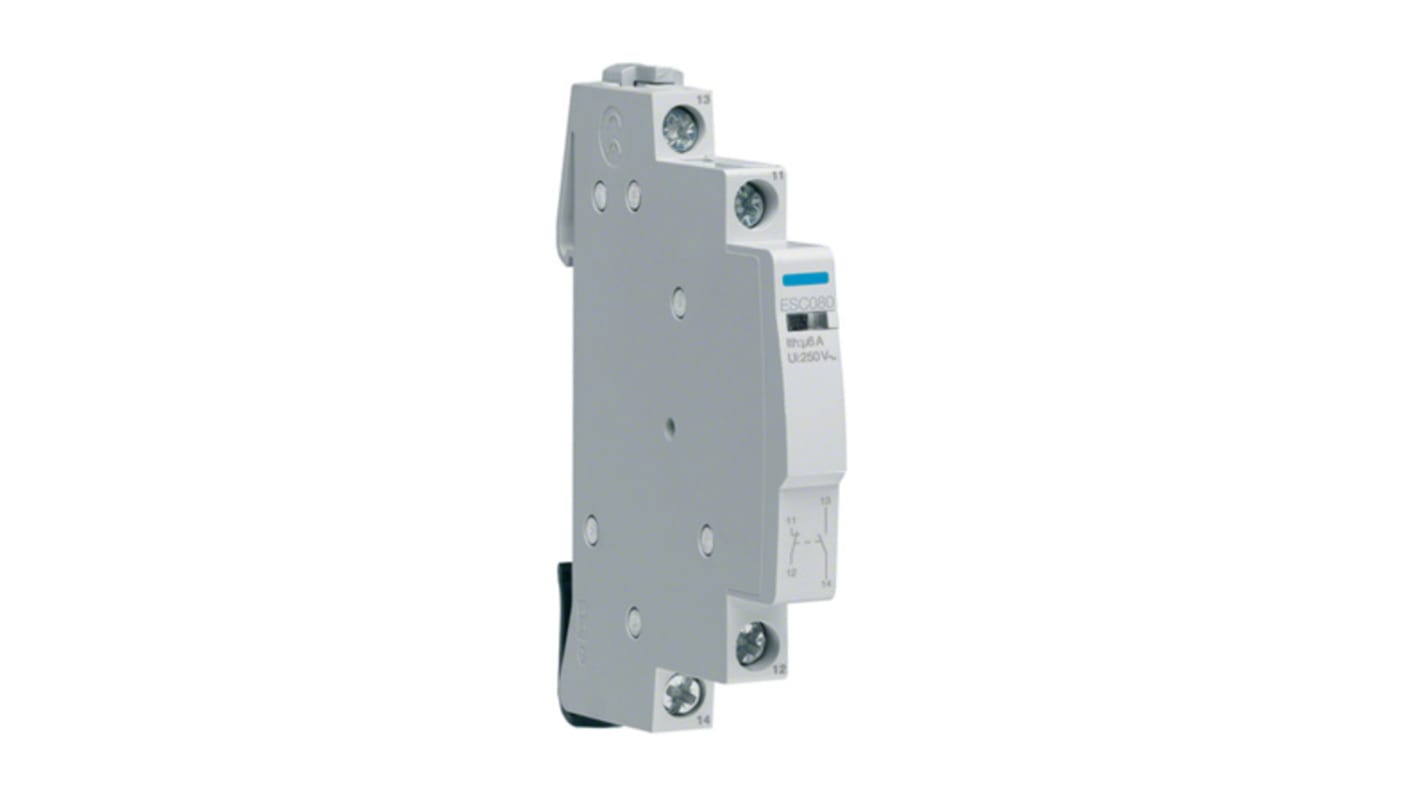 Hager Auxiliary Contact, 2 Contact, 1NC + 1NO, DIN Rail Mount