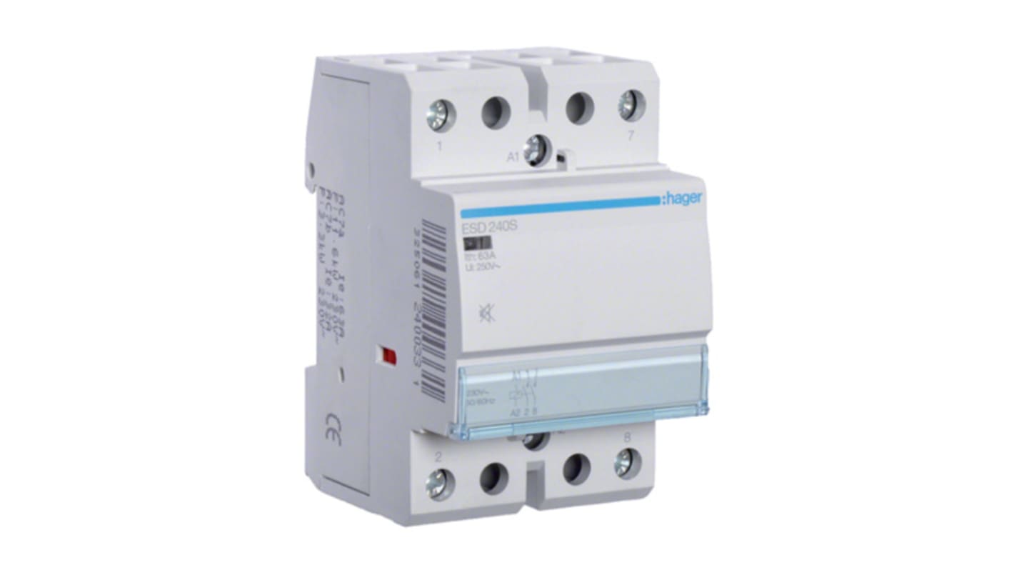 Stycznik 24 V AC Hager styki: 2 4 kW 40 A 2NO Montaż na szynie DIN Śruba ESD240S