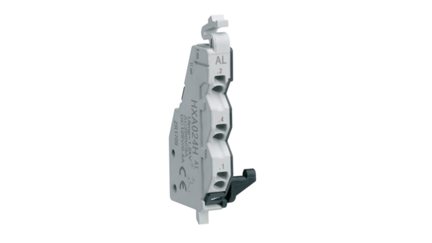 Hager Auxiliary Contact, 2 Contact, 1NC + 1NO, Plug In HXA
