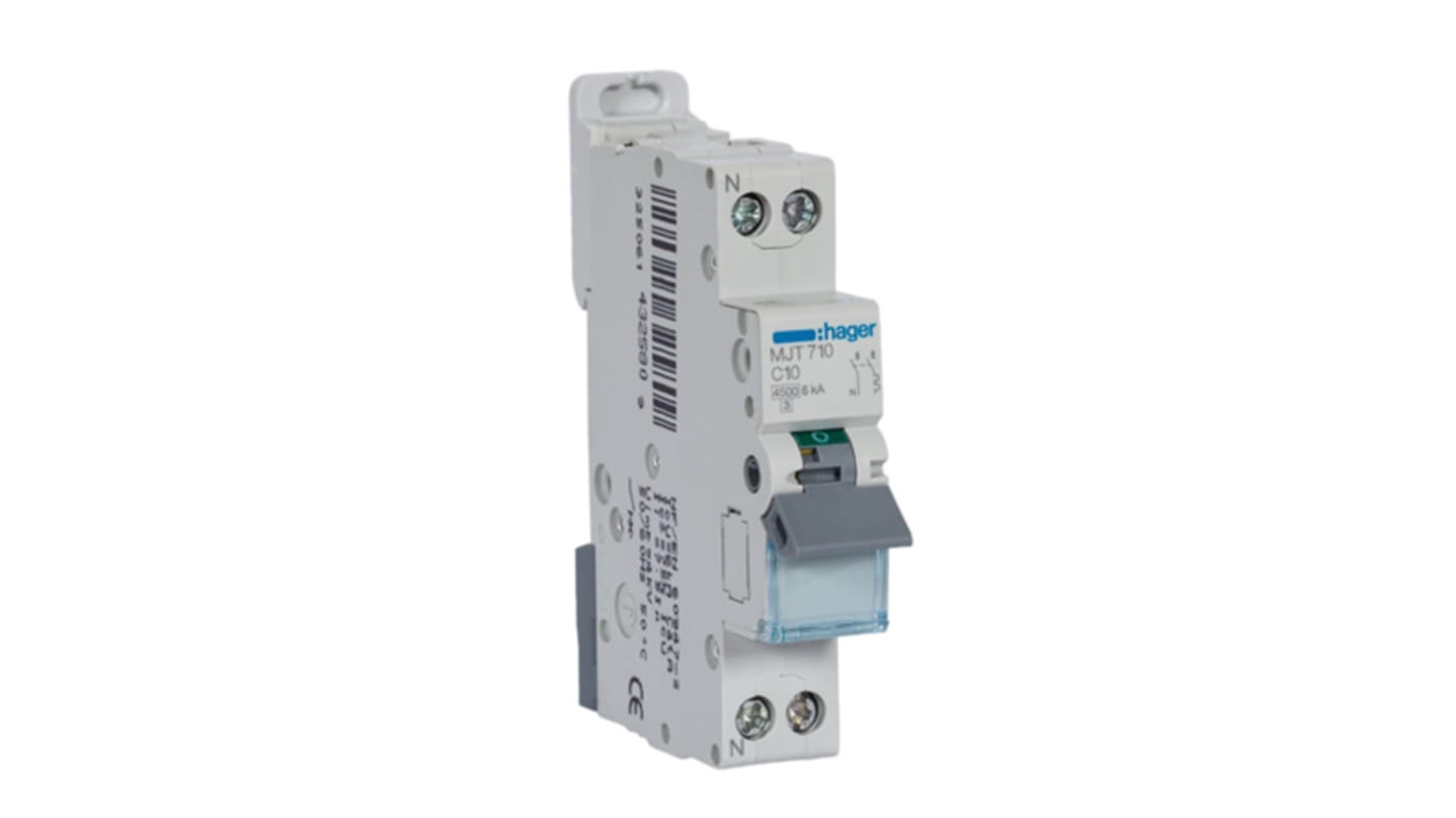 Interruttore magnetotermico Hager, 2P 10A 6 kA, Tipo C