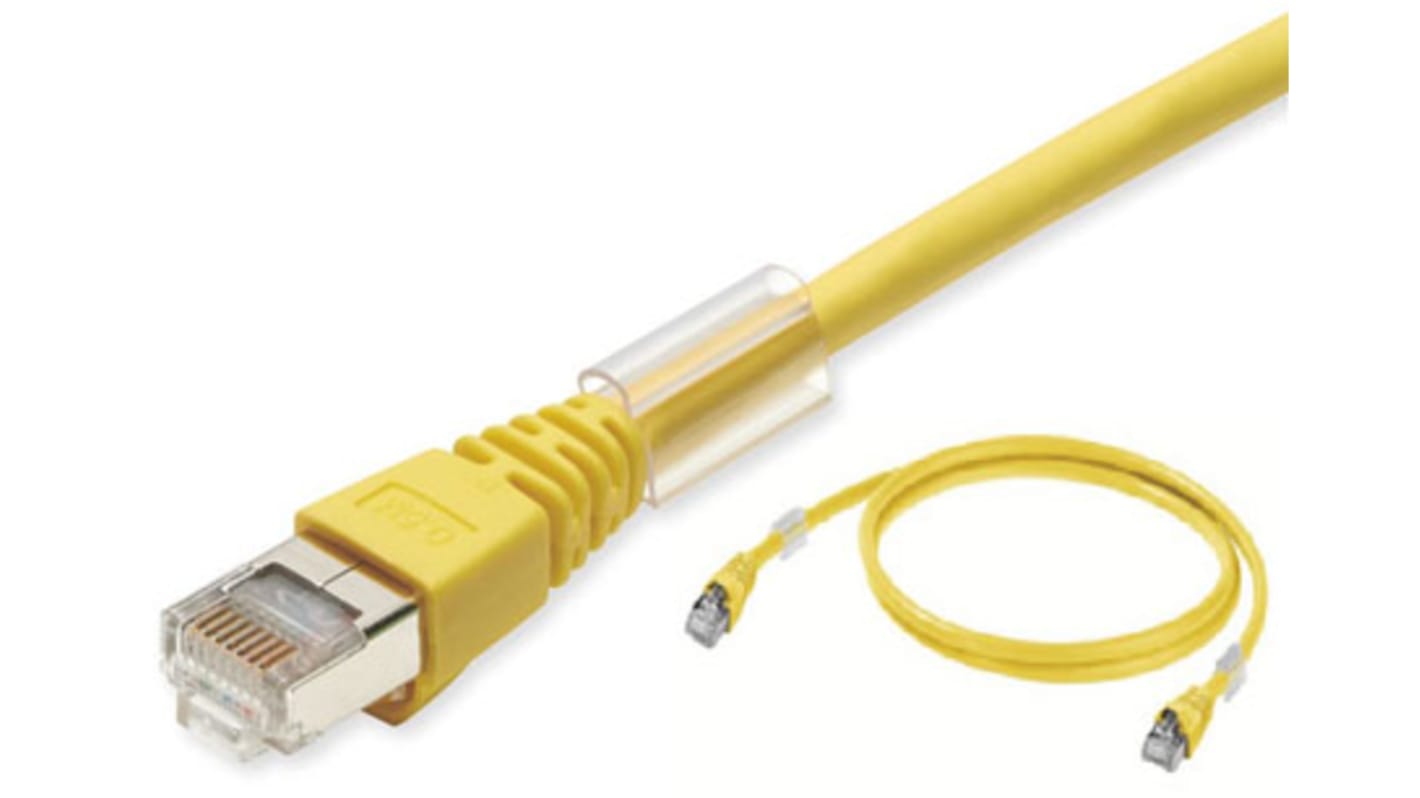 Cable Ethernet Cat6a S/FTP Omron de color Amarillo, long. 15m, funda de LSZH, Libre de halógenos y bajo nivel de humo