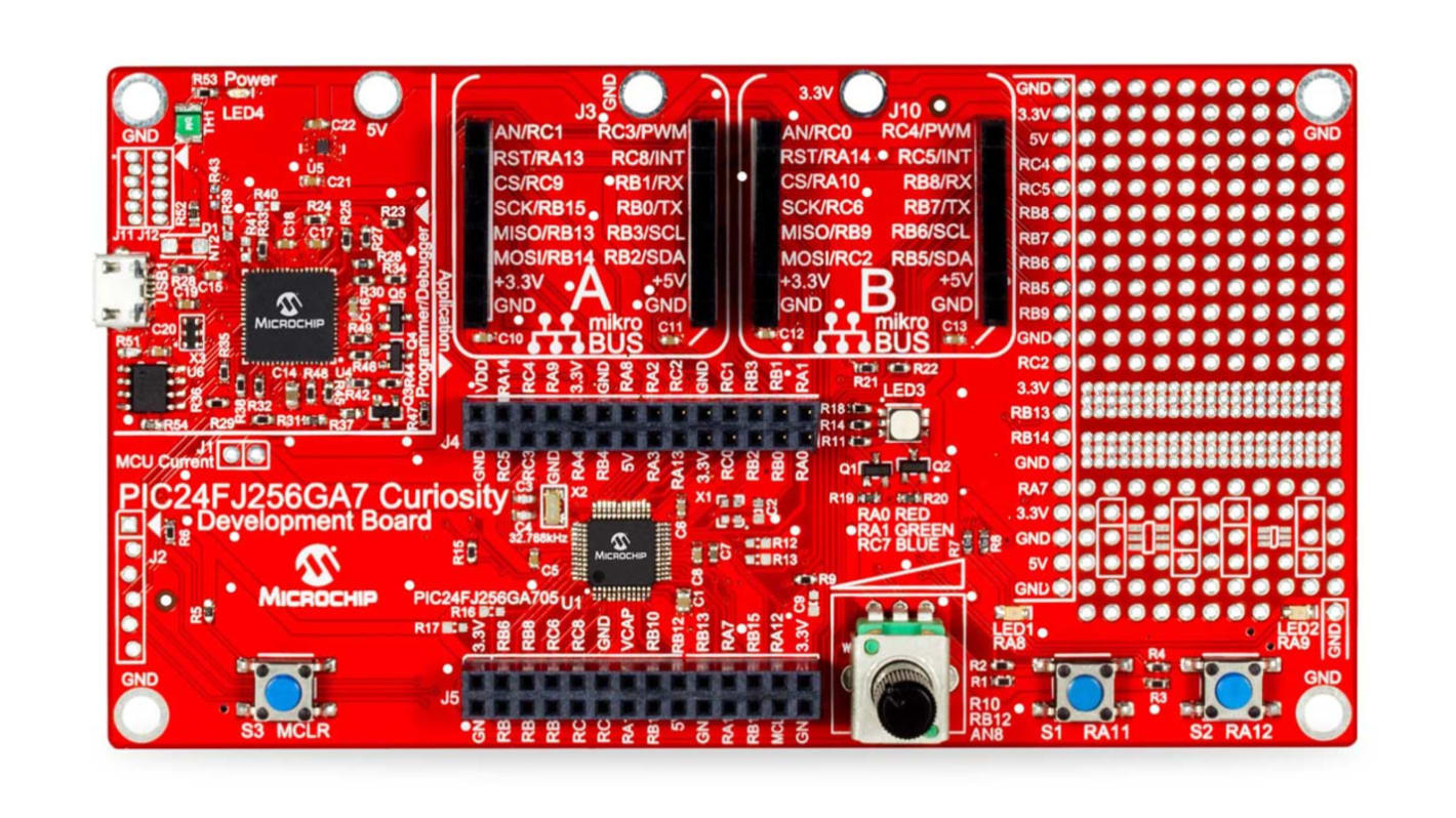 Microchip PIC24FJ256GA7 Curiosity MCU Development Board DM240016