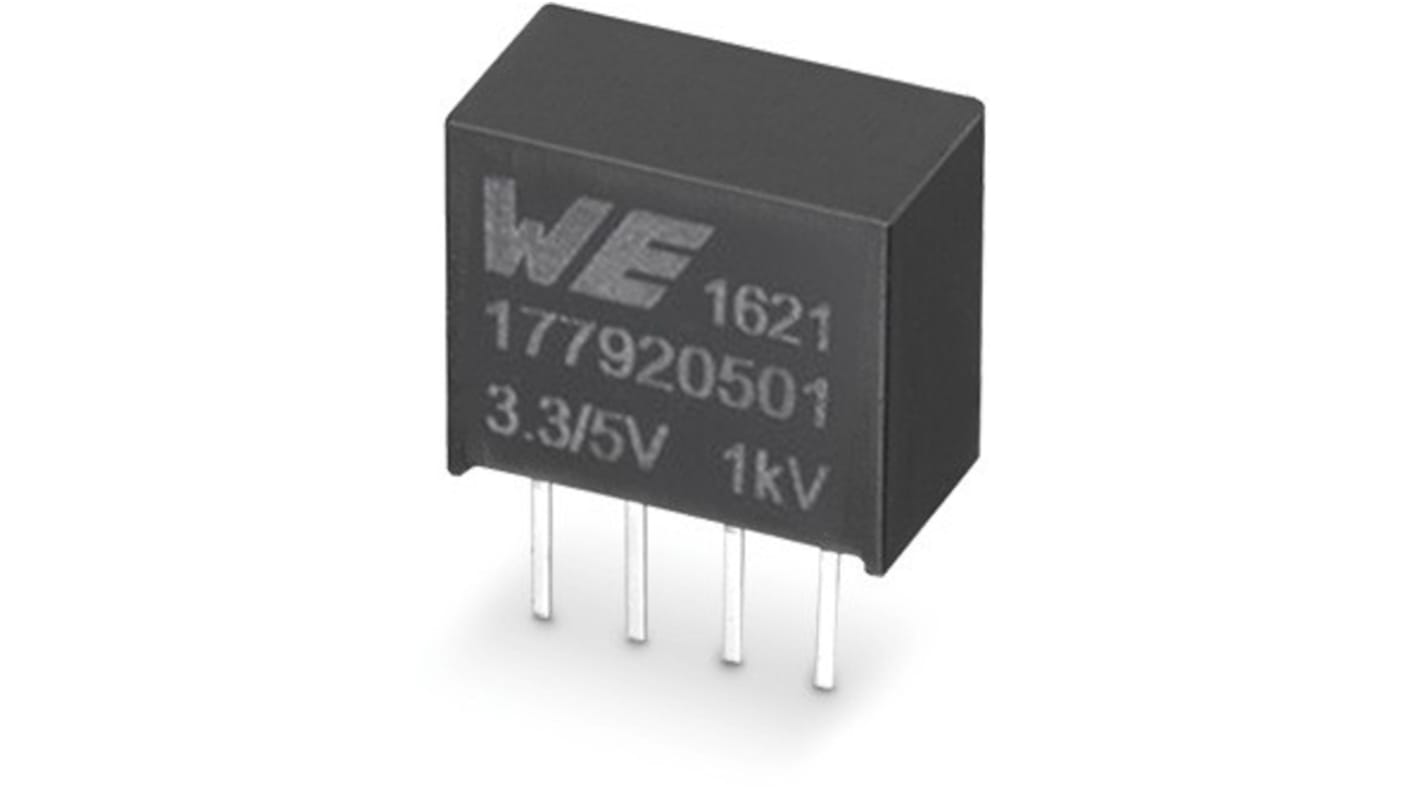 Wurth Elektronik 177920511, 1-Channel, Isolated, Un-Regulated DC-DC Converter, 0mA 4-Pin, SIP