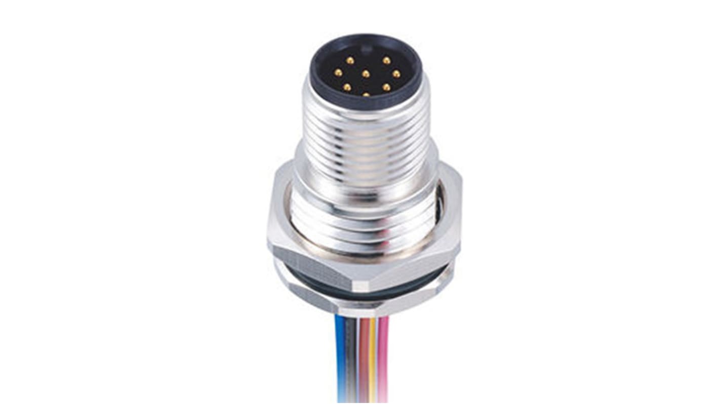 RS PRO M12 Rundsteckverbinder Stecker 8-polig / 2.0A, Tafelmontage Teilweise abisoliert IP 67