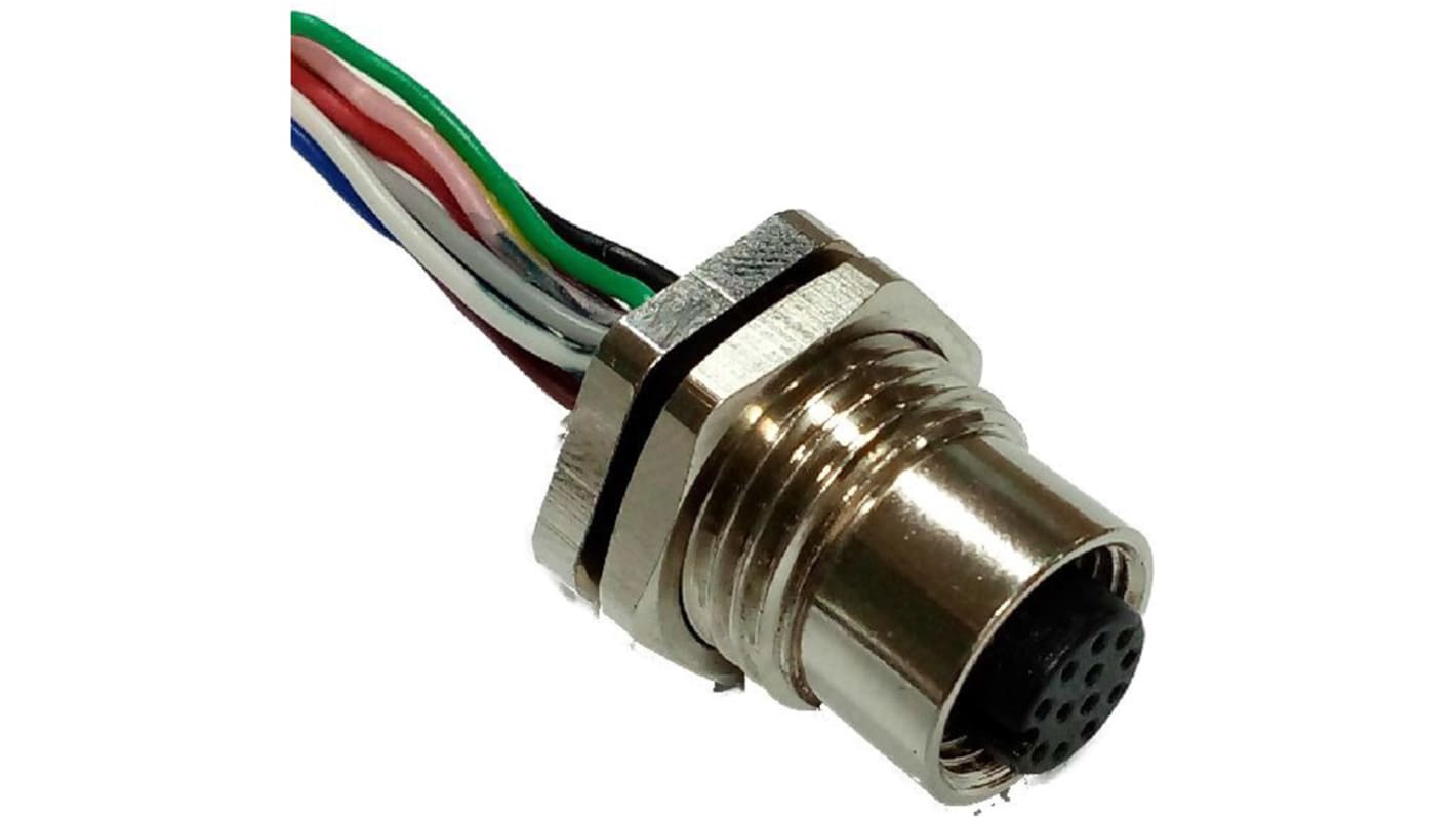 RS PRO Straight Female 12 way M12 to Unterminated Sensor Actuator Cable, 100mm