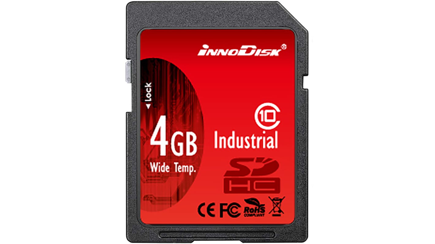 InnoDisk 4 GB 工业SD卡, SLC, Class 10, 32x, -40 → +85°C, Industrial系列