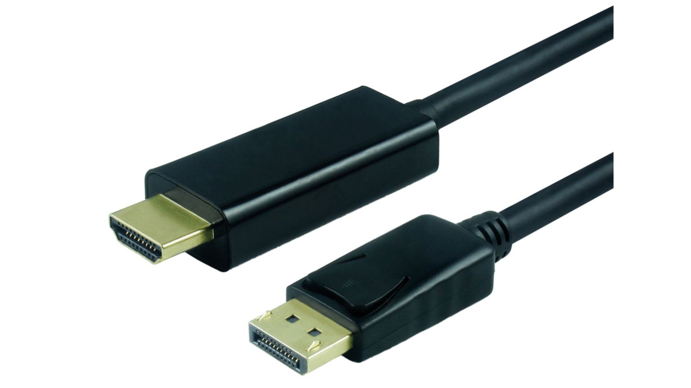 Roline Male DisplayPort to Male HDMI, PVC  Cable, 4K, 1m