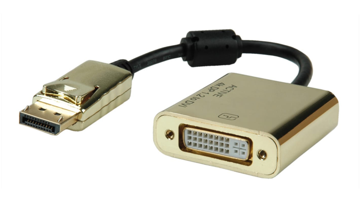 Roline DisplayPort to DVI Adapter, 150mm Length - 4096 x 2160 Maximum Resolution