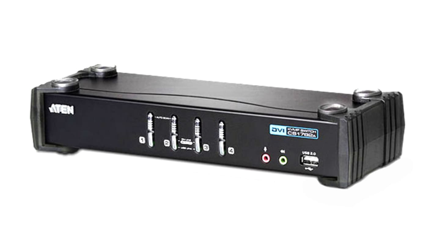 Aten 4 Port USB DVI KVM Switch, 3.5 mm Stereo 1920 x 1200 Maximum Resolution