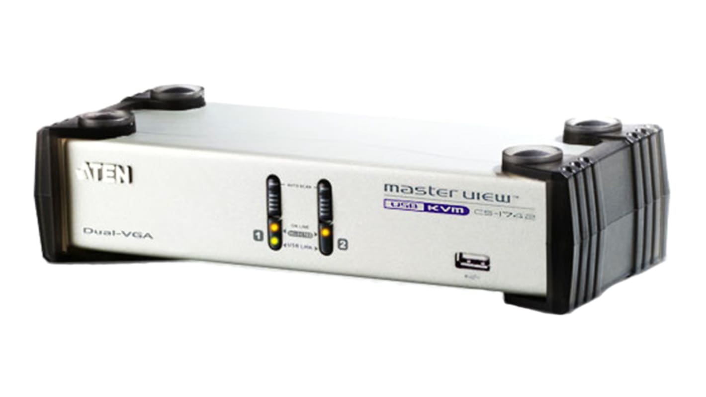 Aten KVM-Switch 2-Port VGA USB 3,5 mm Stereo 210 x 88 x 55.5mm