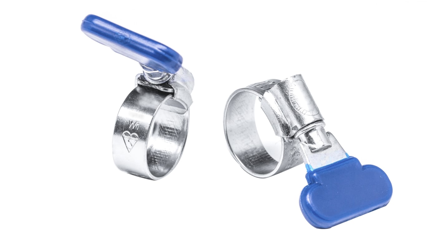 RS PRO Zinc-Plated Mild Steel Thumb Screw Worm Drive, 9.5mm Band Width, 13 → 20mm ID