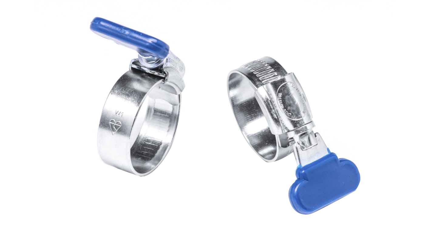 RS PRO Zinc-Plated Mild Steel Thumb Screw Worm Drive, 12mm Band Width, 25 → 35mm ID