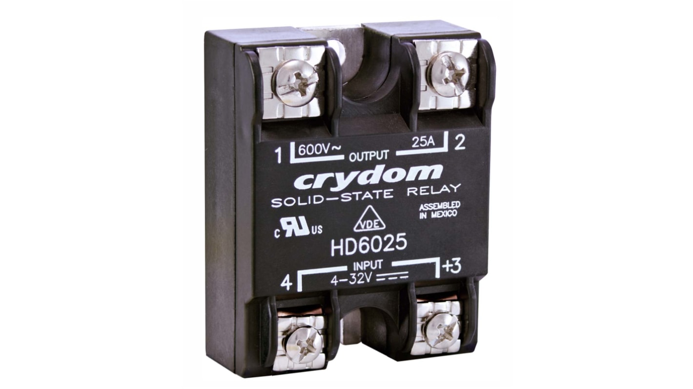 Sensata Crydom HD Series Solid State Relay, 50 A rms Load, Panel Mount, 530 V ac Load, 32 V dc Control