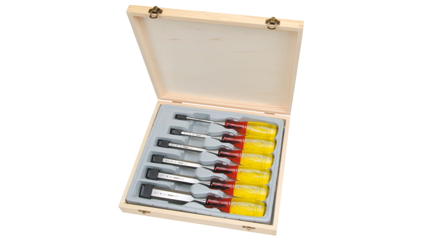 Irwin 6 Piece Steel Bevel Edge Chisel Set, 6.36 mm, 9.53 mm, 12.7 mm, 19.05 mm, 25.04 mm, 31.75 mm Blade Width