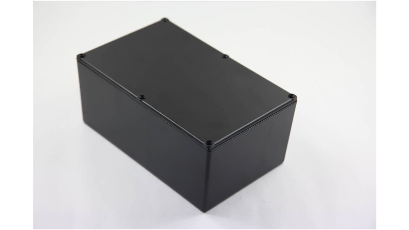 RS PRO Black Die Cast Aluminium Enclosure, Black Lid, 187 x 118 x 81.7mm