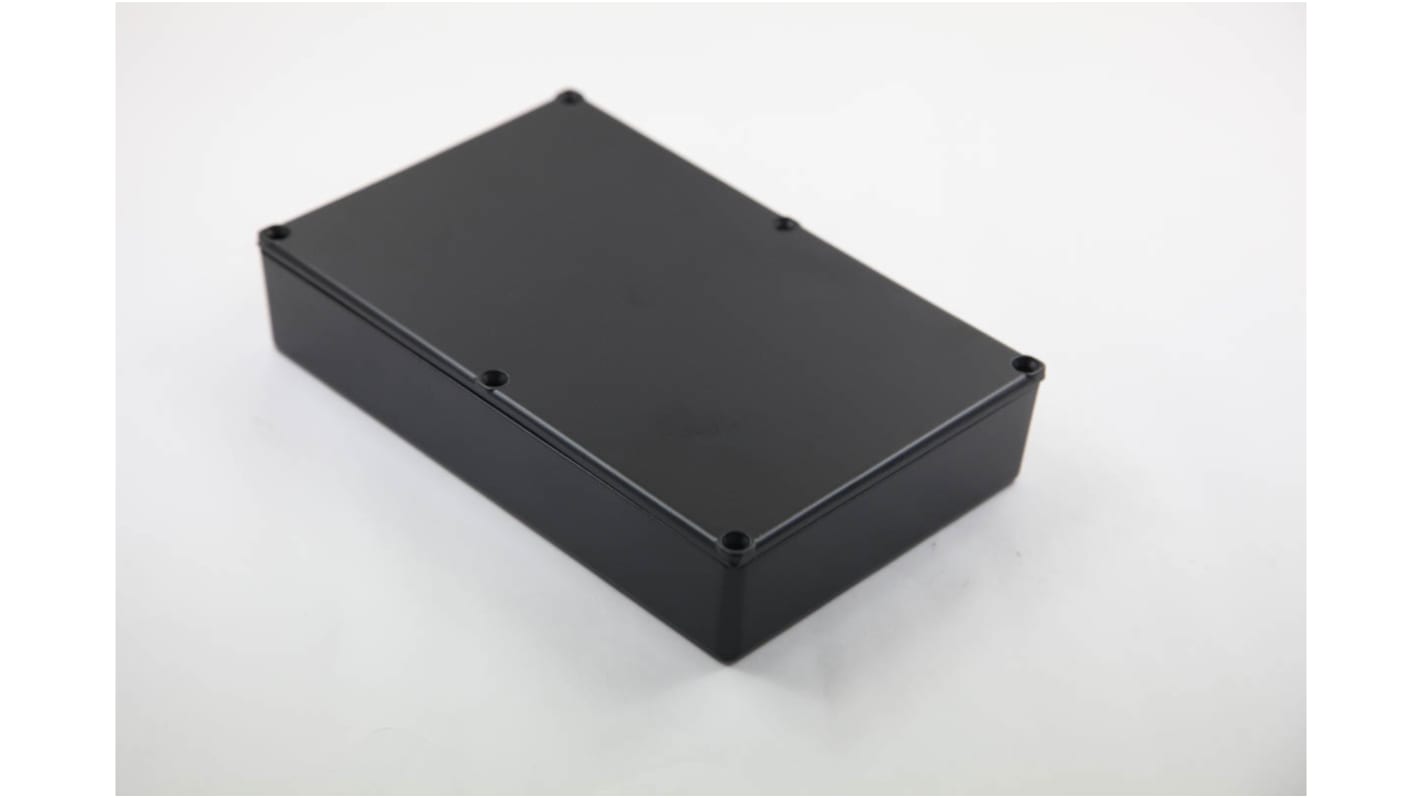 RS PRO Black Die Cast Aluminium Enclosure, Black Lid, 187 x 118 x 38mm